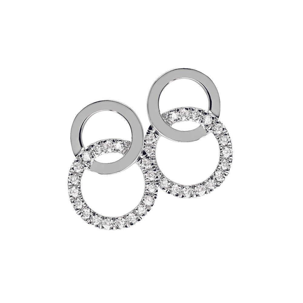 Diamond Earstuds 18k Gold double Circle